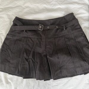 Lush Charcoal Pleated Skort with Belt